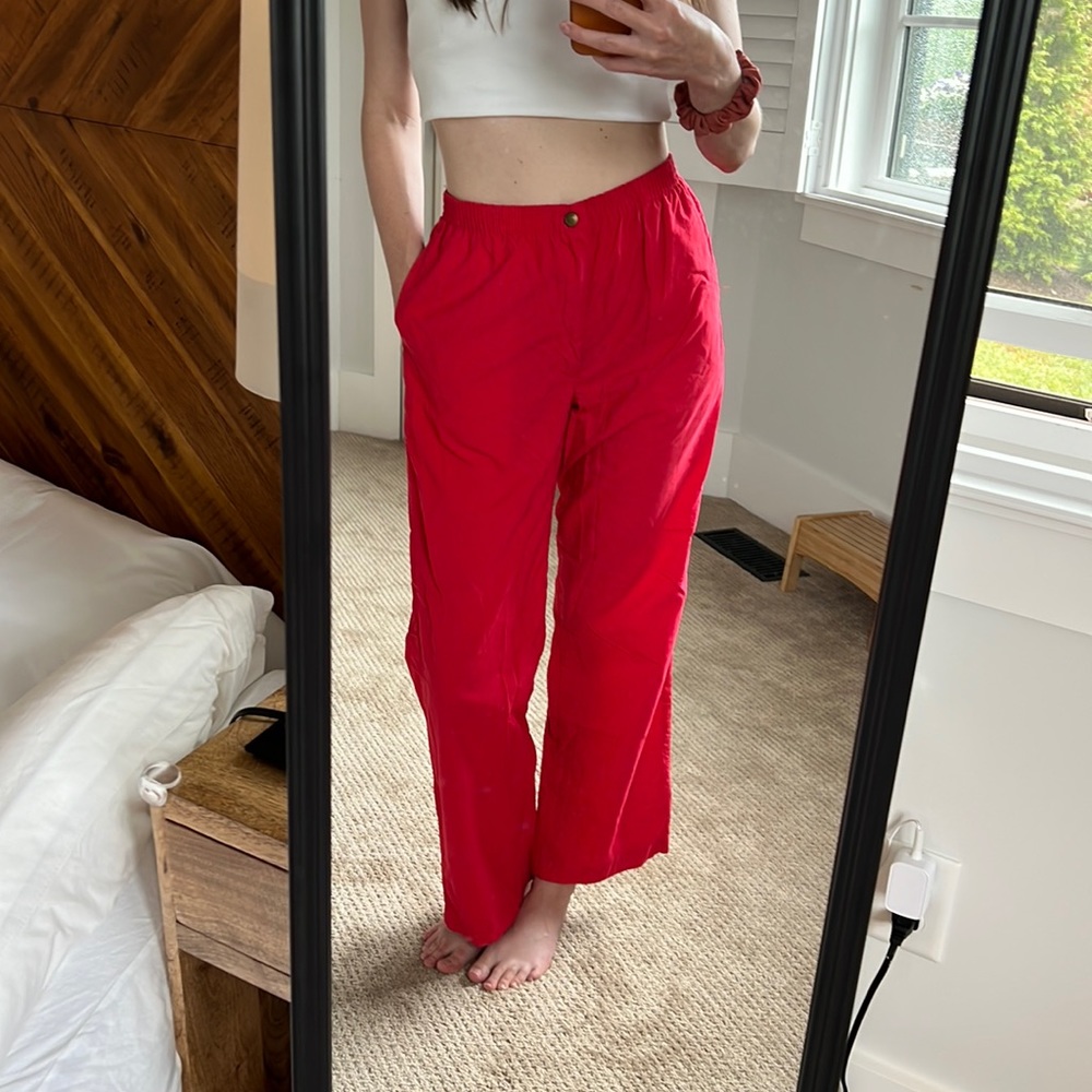 Vintage 90s Oshkosh bright red parachute pants